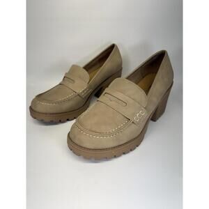 Soda Chunky Penny Loafers Tan Platform Block Heel Y2K Academia US 9